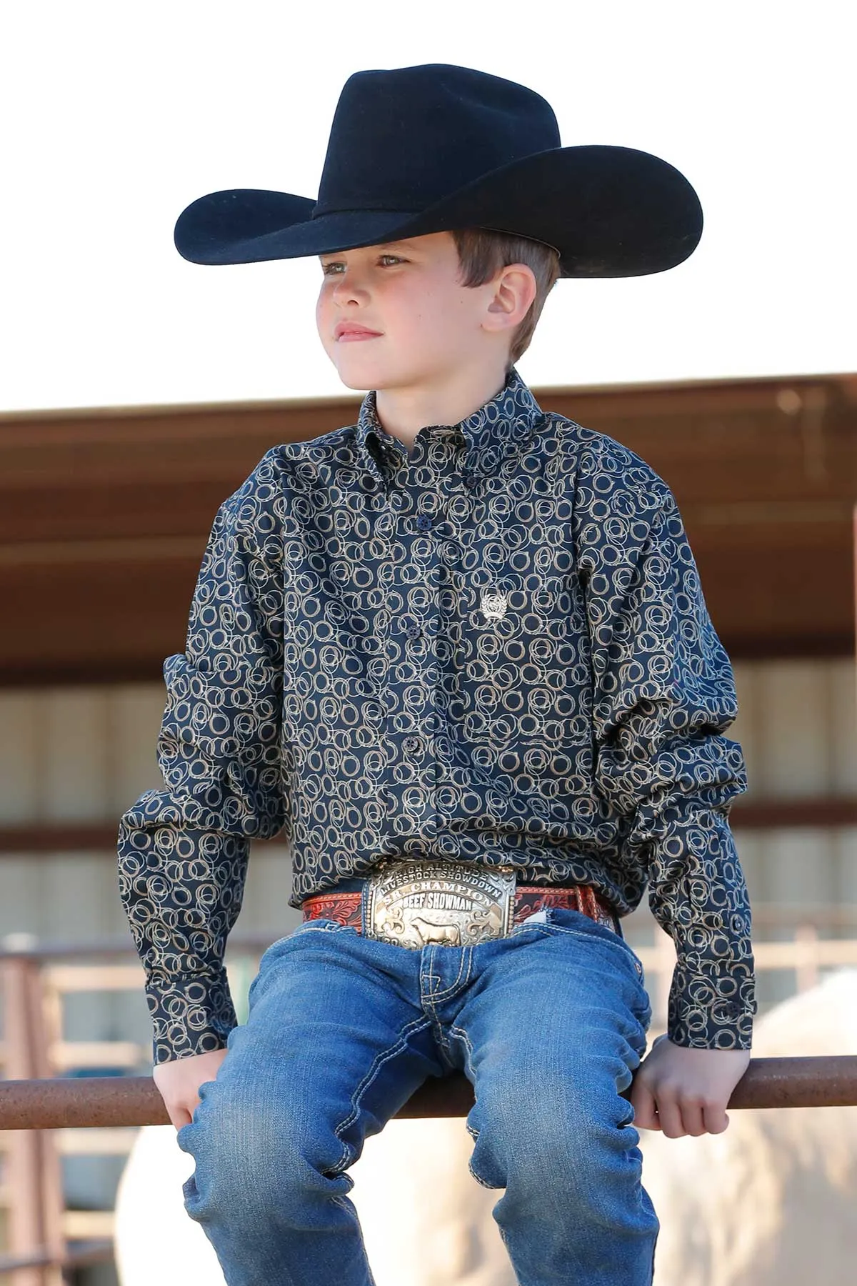 Cinch Men's Navy Lariat Print Button-Down Shirt