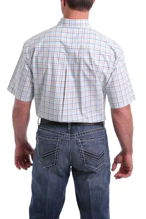 CINCH MEN'S SHORT SLEEVE WHITE, TURQUOISE, BLUE AND KHAKI BUTTON DOWN SHIRT