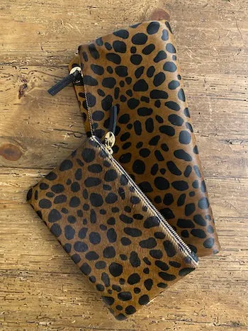 Clare V Foldover Clutch Leopard Hair On
