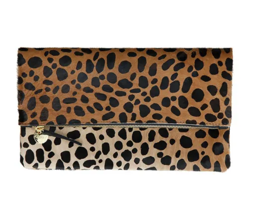 Clare V Foldover Clutch Leopard Hair On
