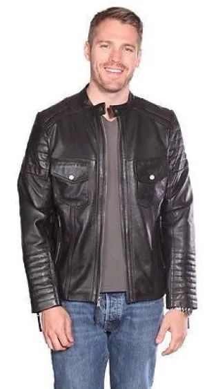 CLASSIC SCOOTER MEN'S GENUINE LEATHER JACKET VERY SOFT TWO CHEST POCKETS