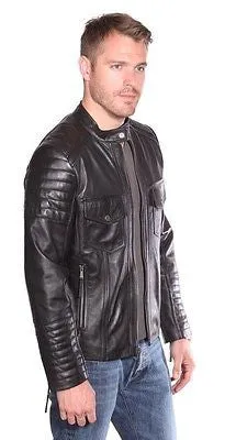 CLASSIC SCOOTER MEN'S GENUINE LEATHER JACKET VERY SOFT TWO CHEST POCKETS