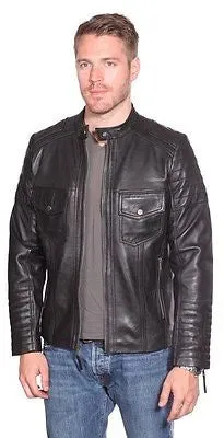 CLASSIC SCOOTER MEN'S GENUINE LEATHER JACKET VERY SOFT TWO CHEST POCKETS