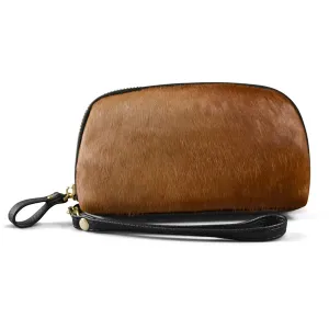 Collection Carmichael | Ladies Tan Cowhide Leather Wristlet Purse