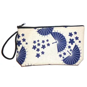 Cotton Clutch Purse - Blue Fan