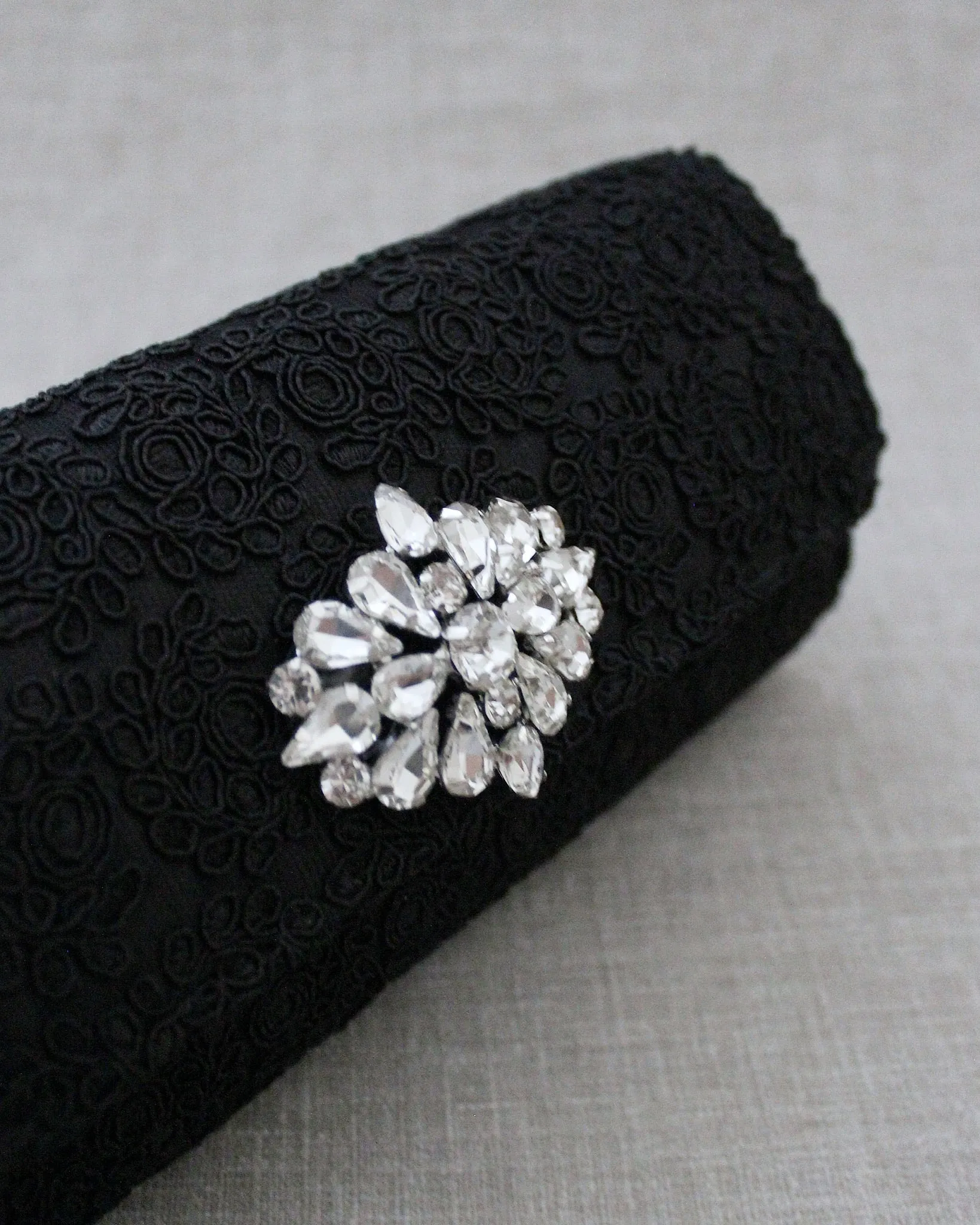 Crochet Evening Clutch with Cluster Teardrop Brooch