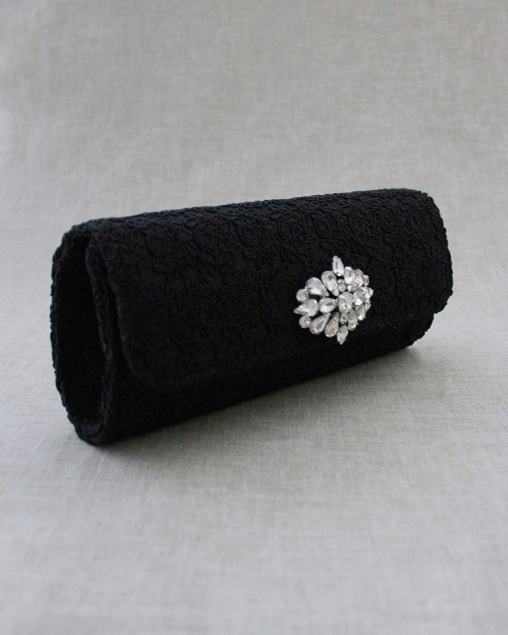 Crochet Evening Clutch with Cluster Teardrop Brooch