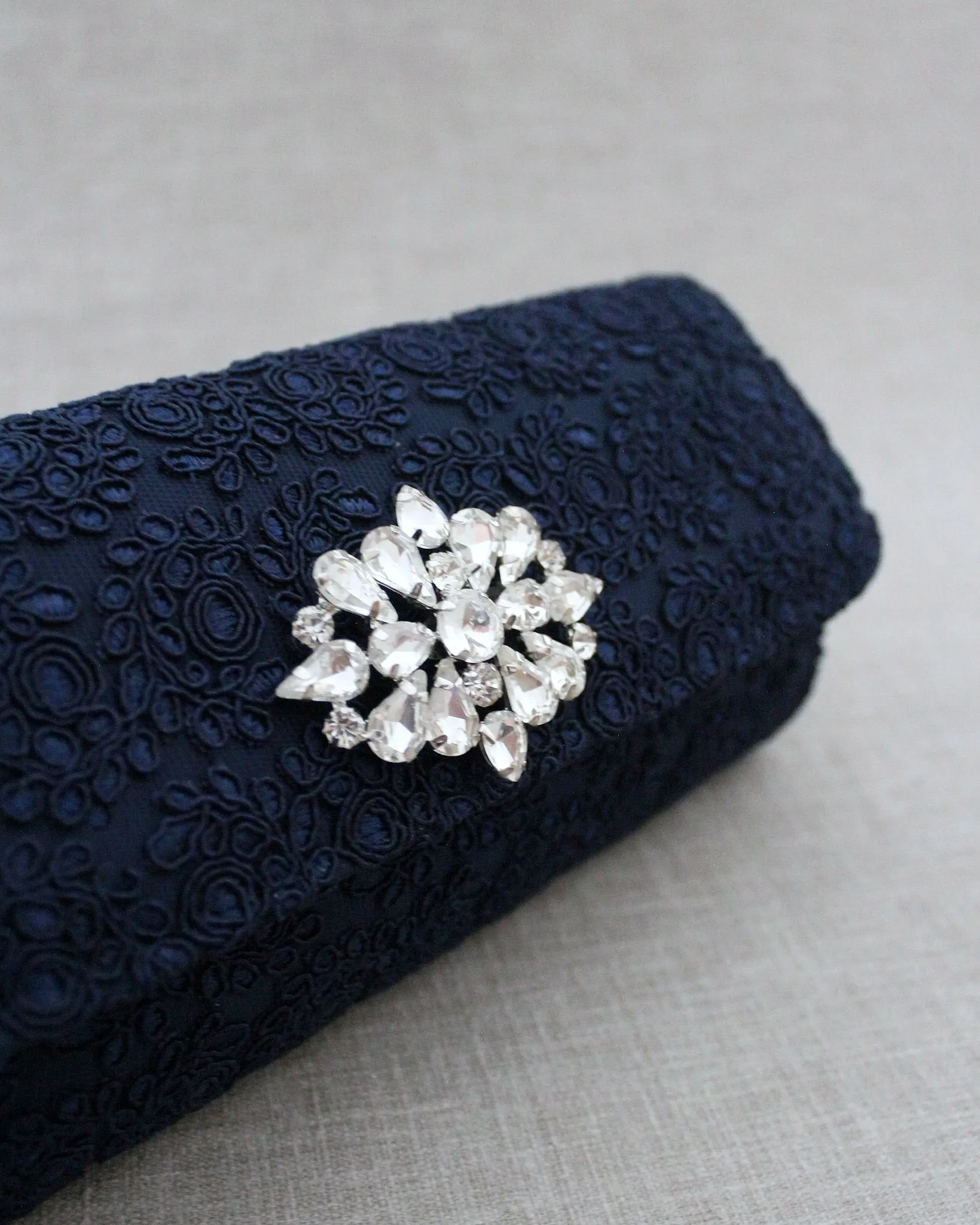 Crochet Evening Clutch with Cluster Teardrop Brooch