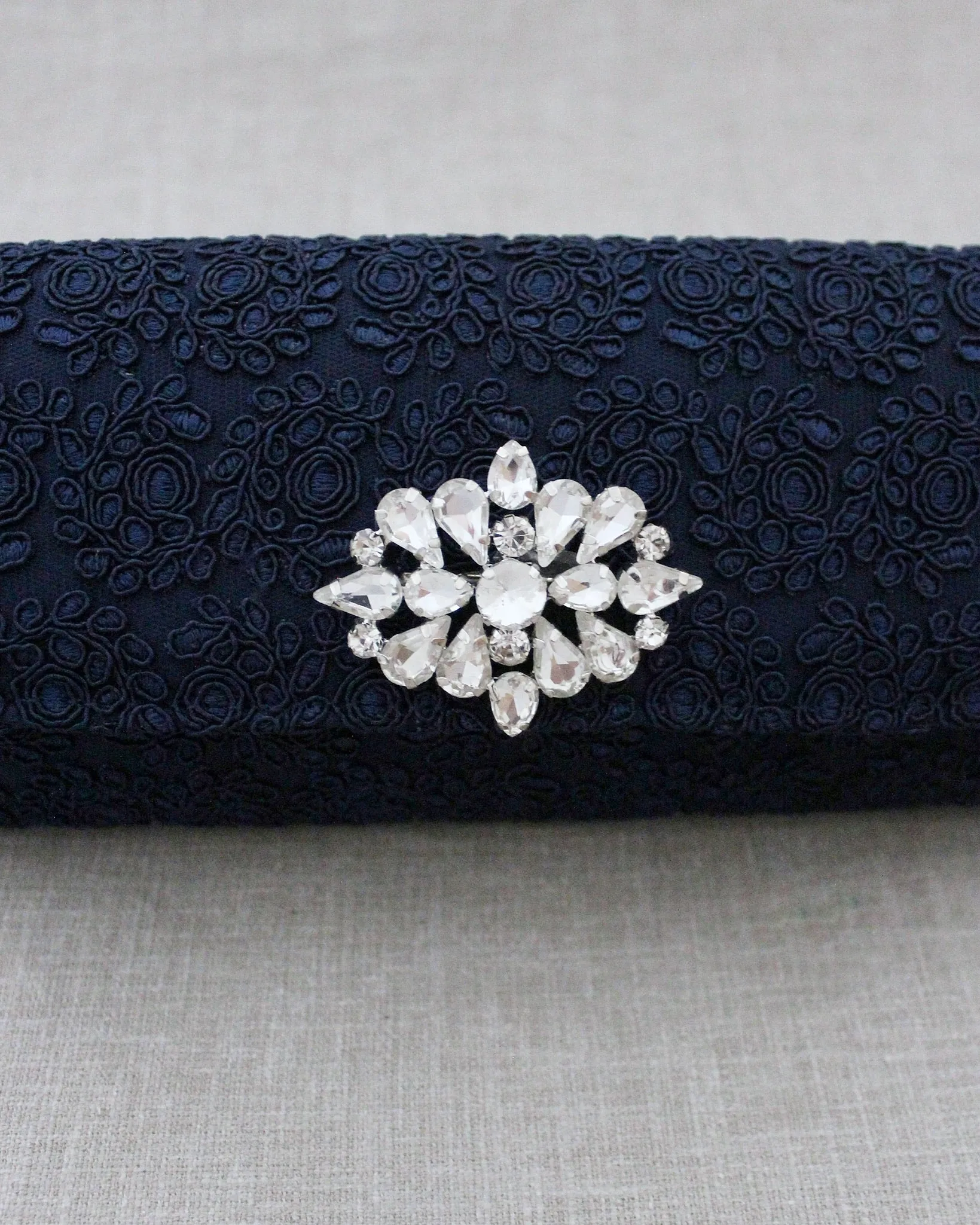 Crochet Evening Clutch with Cluster Teardrop Brooch