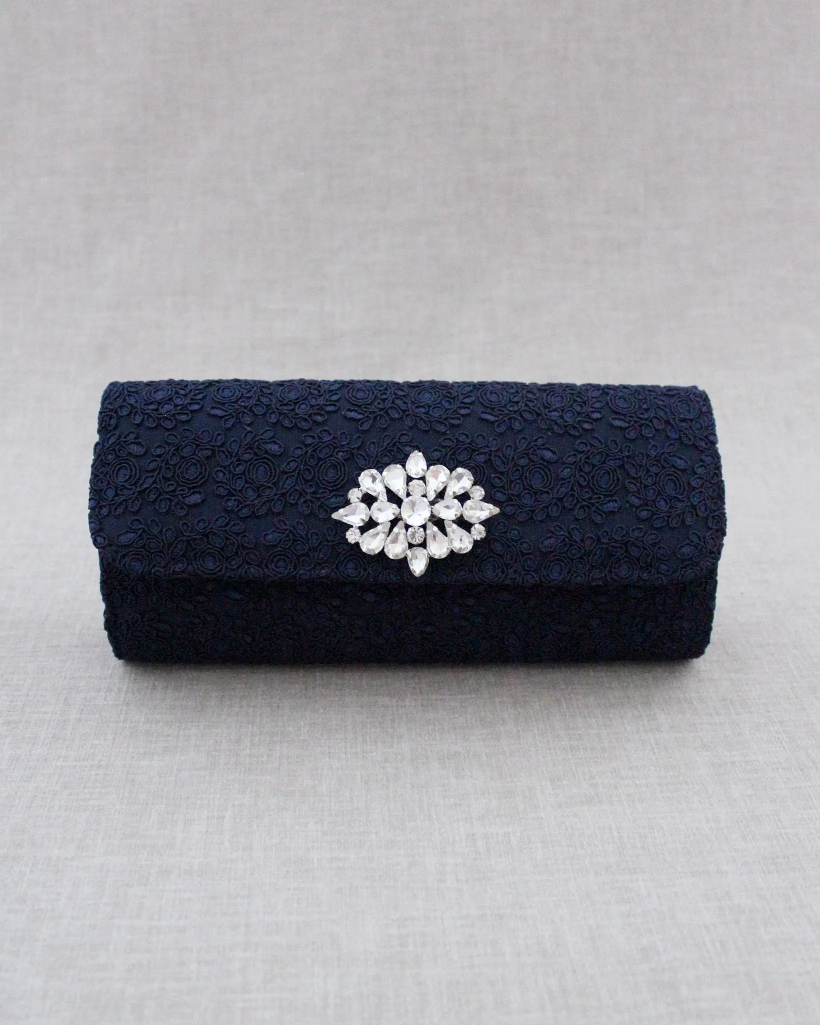 Crochet Evening Clutch with Cluster Teardrop Brooch