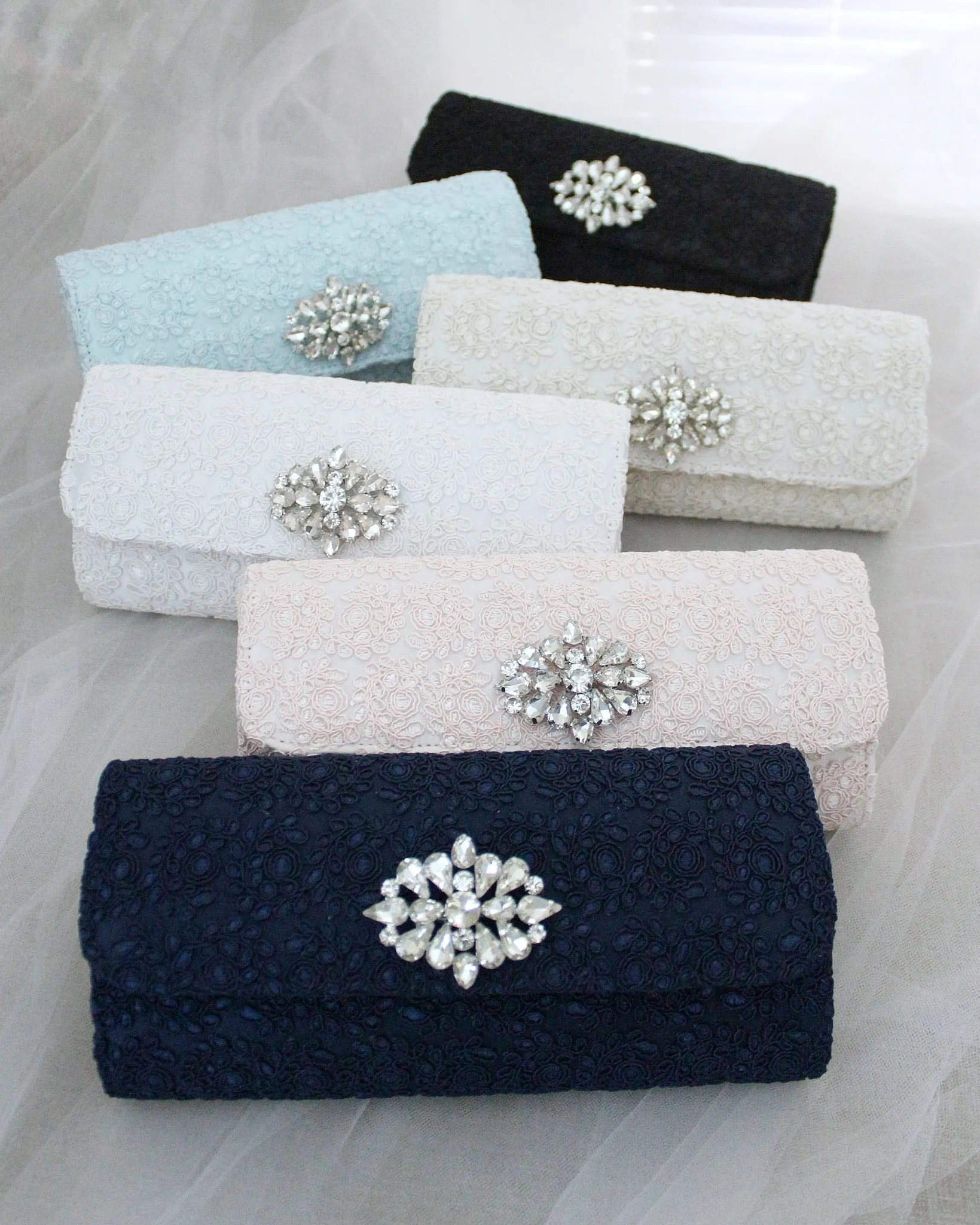 Crochet Evening Clutch with Cluster Teardrop Brooch