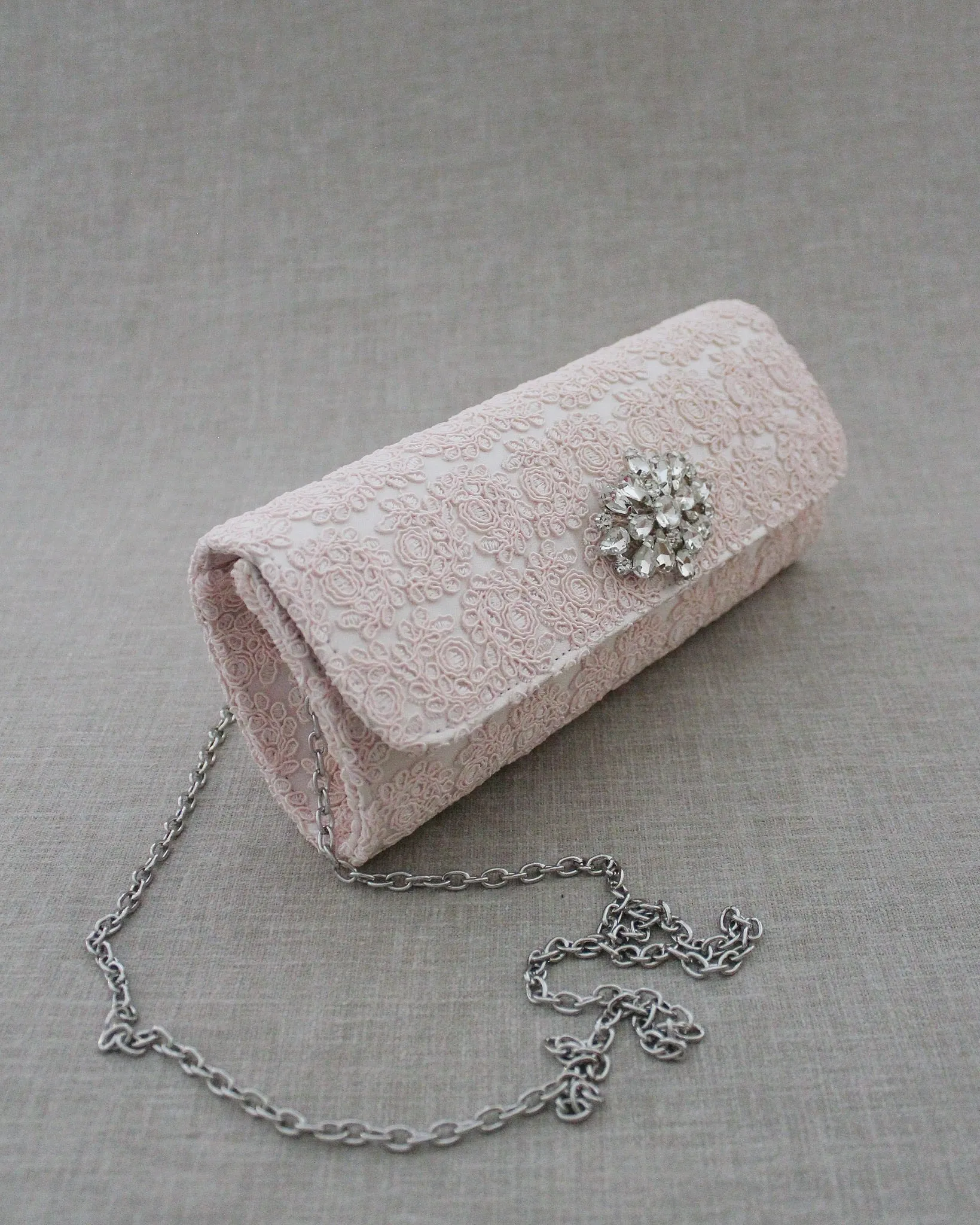 Crochet Evening Clutch with Cluster Teardrop Brooch