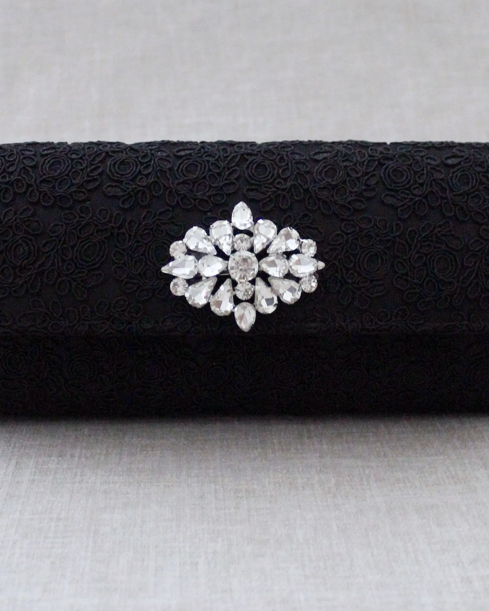 Crochet Evening Clutch with Cluster Teardrop Brooch