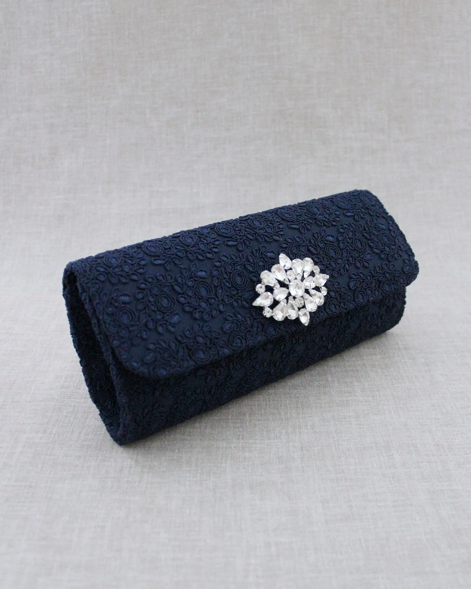 Crochet Evening Clutch with Cluster Teardrop Brooch