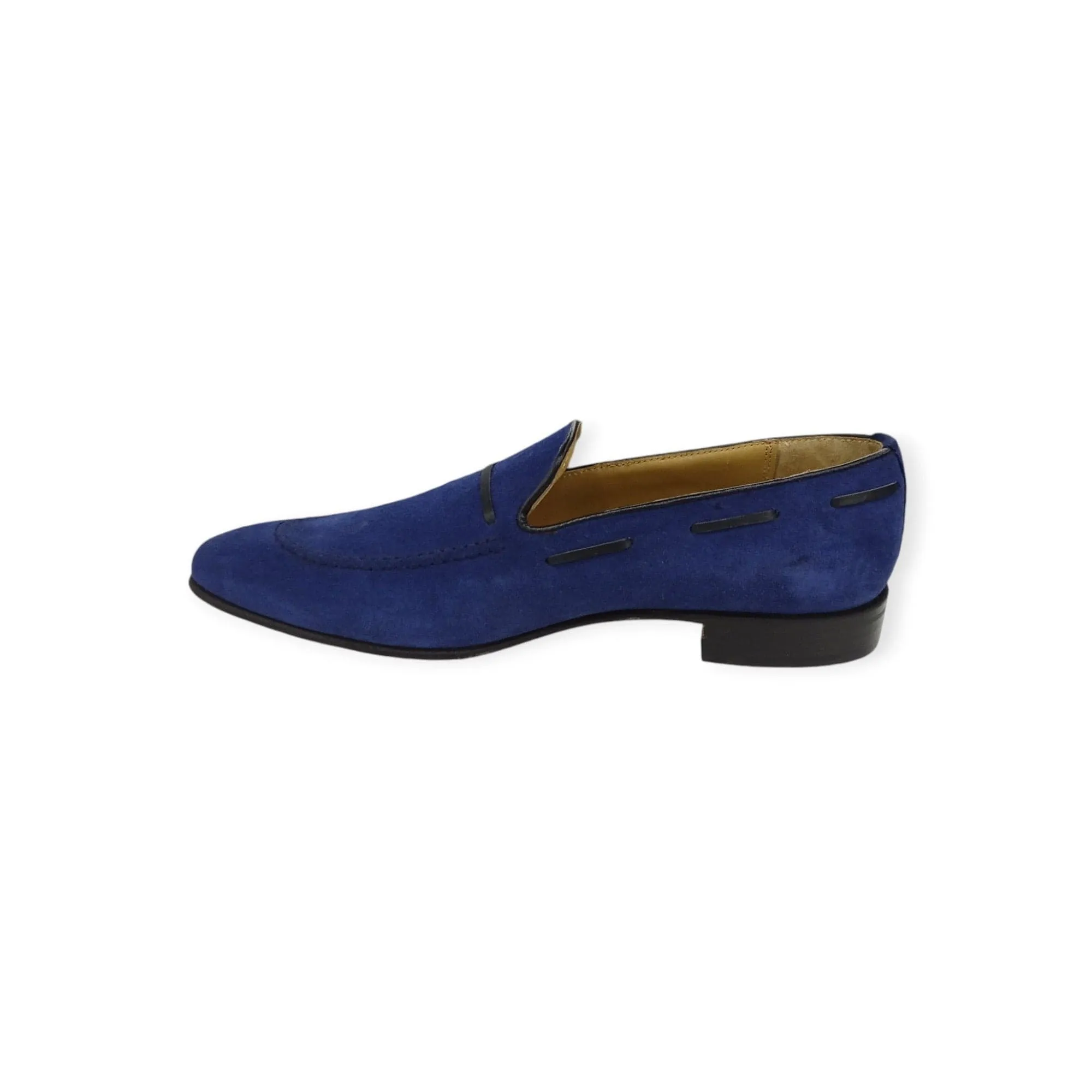 Crockett & Jones Men's Slip On Suede Navy Royal Calf-Black
