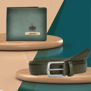 Customized Men's Wallet and Belt - Green