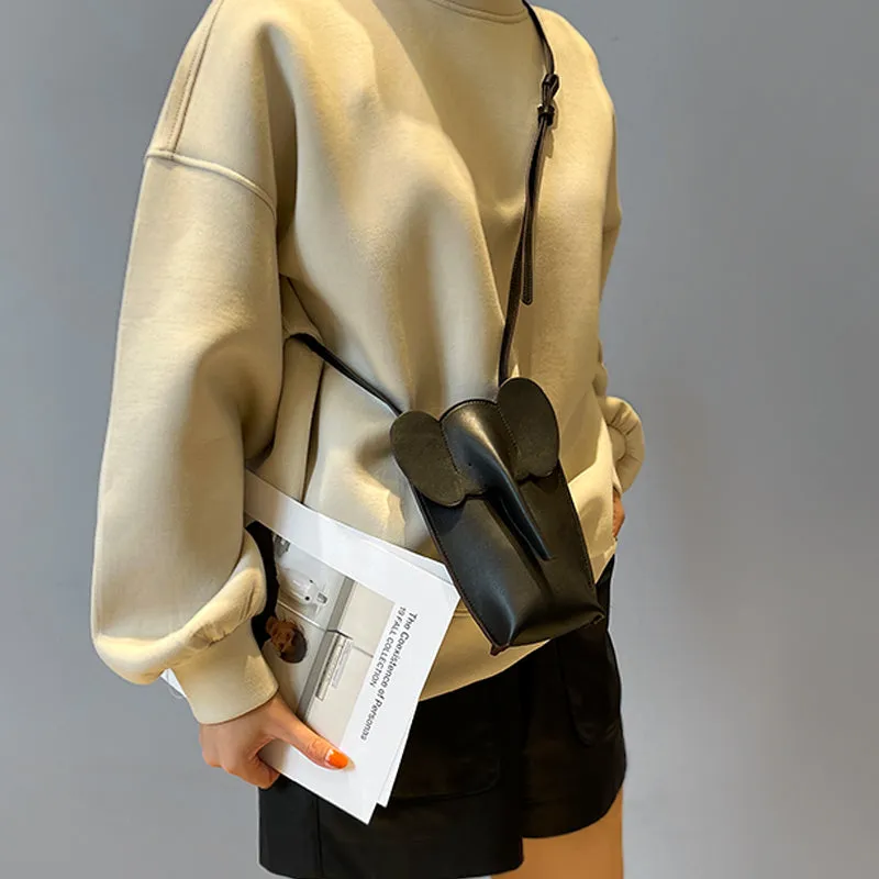 Cute Leather Elephant Shoulder Bag For Women Leather Mini Elephant Crossbody Bag