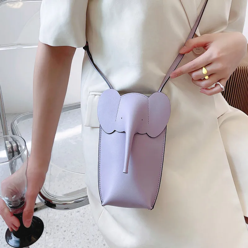 Cute Leather Elephant Shoulder Bag For Women Leather Mini Elephant Crossbody Bag