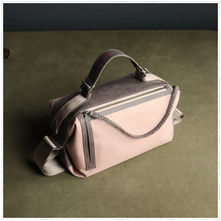 Cute Womens Khaki&Coffee NYLON Handbag Purse Cube NYLON Shoulder Bag Crossbody Purse for Ladies