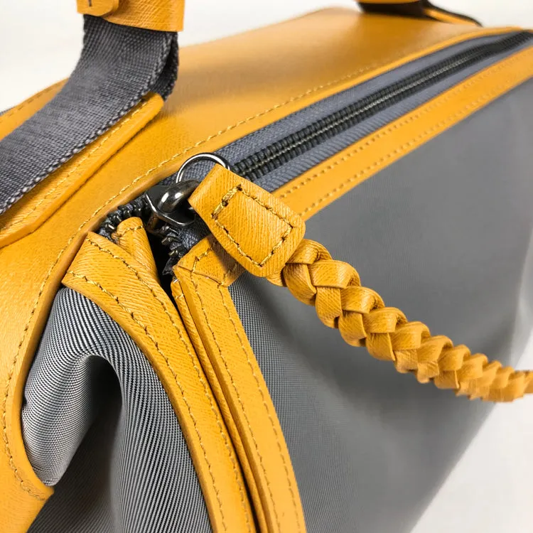 Cute Womens Khaki&Coffee NYLON Handbag Purse Cube NYLON Shoulder Bag Crossbody Purse for Ladies