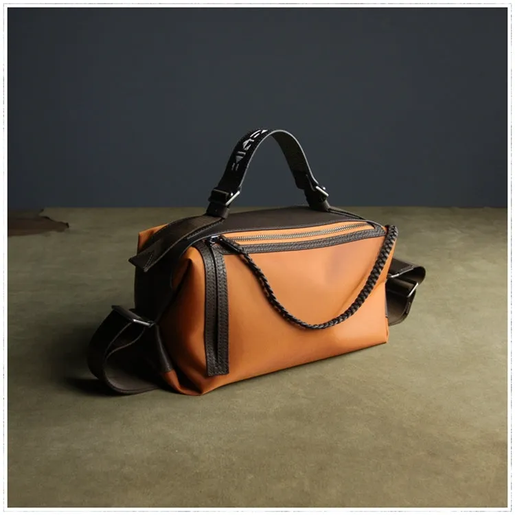 Cute Womens Khaki&Coffee NYLON Handbag Purse Cube NYLON Shoulder Bag Crossbody Purse for Ladies