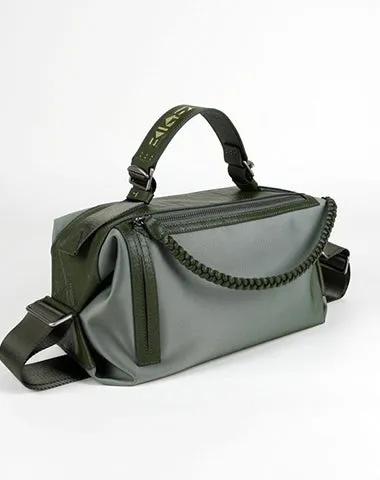 Cute Womens Khaki&Coffee NYLON Handbag Purse Cube NYLON Shoulder Bag Crossbody Purse for Ladies
