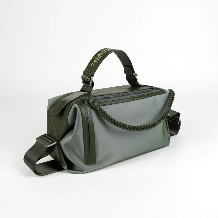 Cute Womens Khaki&Coffee NYLON Handbag Purse Cube NYLON Shoulder Bag Crossbody Purse for Ladies