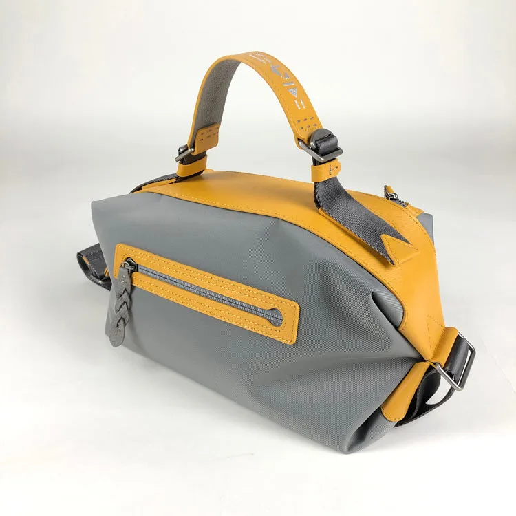 Cute Womens Khaki&Coffee NYLON Handbag Purse Cube NYLON Shoulder Bag Crossbody Purse for Ladies