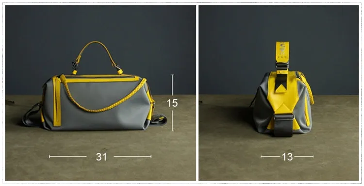 Cute Womens Khaki&Coffee NYLON Handbag Purse Cube NYLON Shoulder Bag Crossbody Purse for Ladies