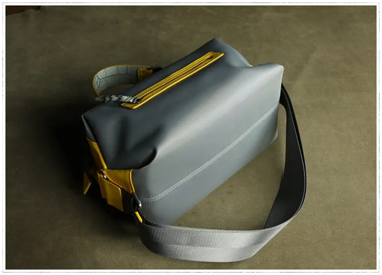 Cute Womens Khaki&Coffee NYLON Handbag Purse Cube NYLON Shoulder Bag Crossbody Purse for Ladies