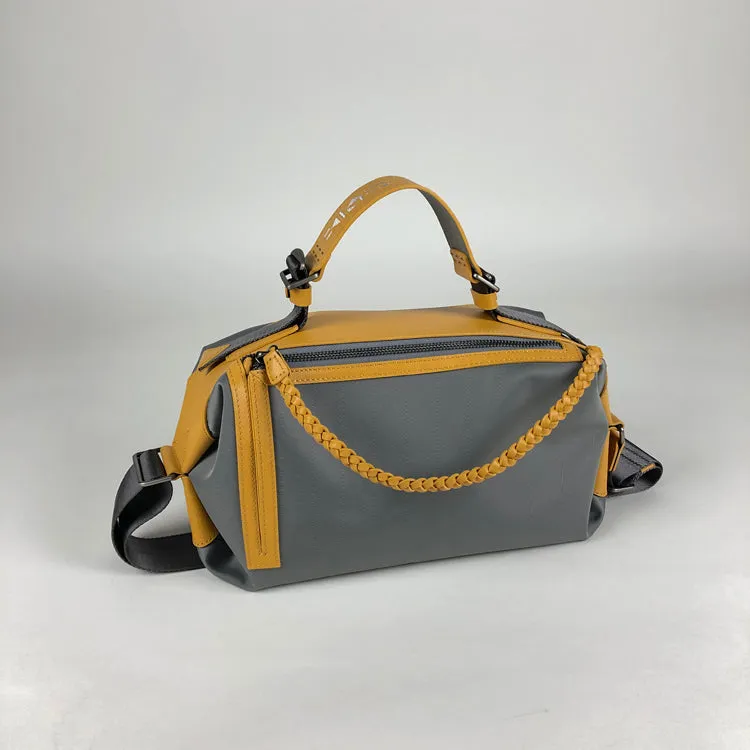 Cute Womens Khaki&Coffee NYLON Handbag Purse Cube NYLON Shoulder Bag Crossbody Purse for Ladies