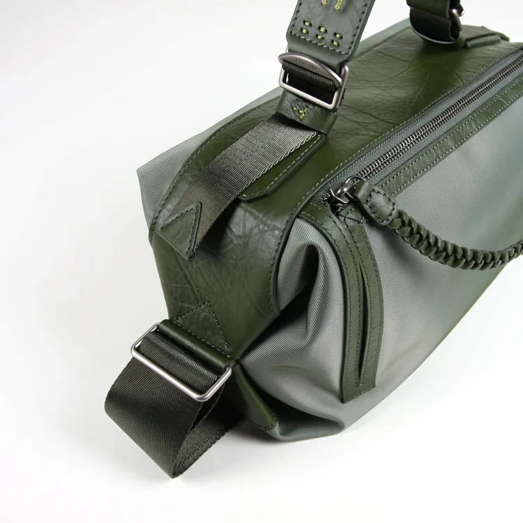 Cute Womens Khaki&Coffee NYLON Handbag Purse Cube NYLON Shoulder Bag Crossbody Purse for Ladies