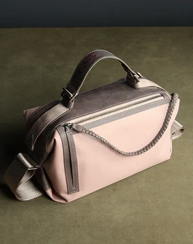 Cute Womens Khaki&Coffee NYLON Handbag Purse Cube NYLON Shoulder Bag Crossbody Purse for Ladies