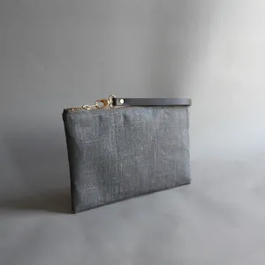 Dark Gray Linen Clutch Bag