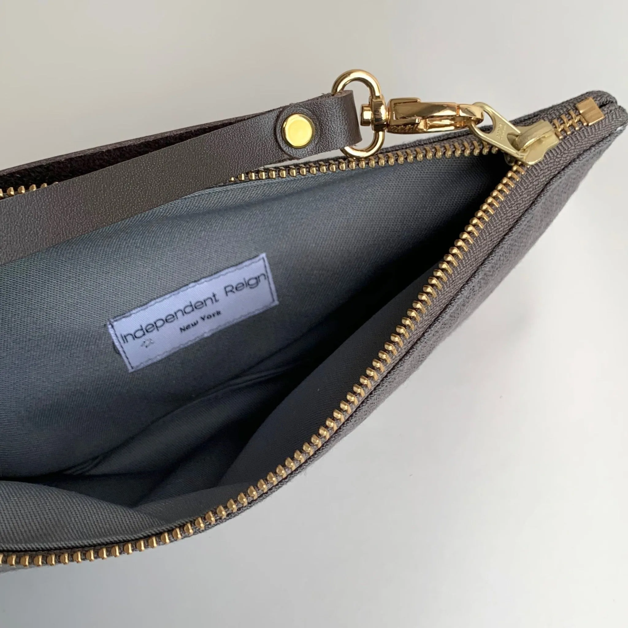 Dark Gray Linen Clutch Bag