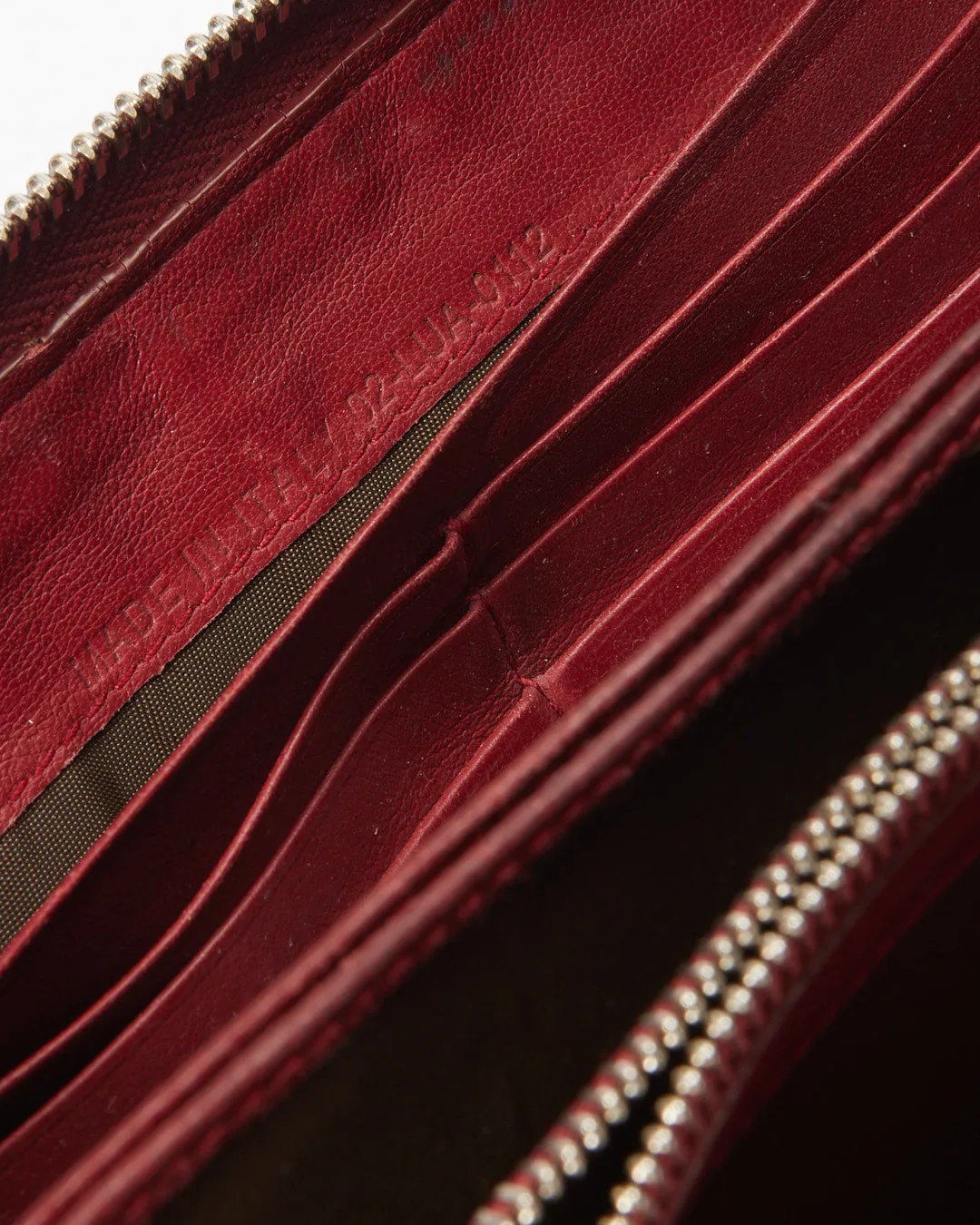 Dior Red Cannage Pattern Patent Leather Continental Wallet