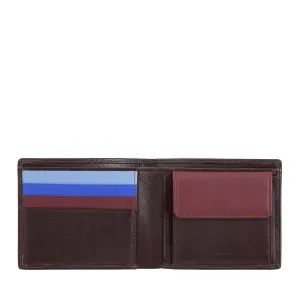DUDU Men's Slim leather wallet with RFID Protection Credit Cards With Colored Wallet Doors