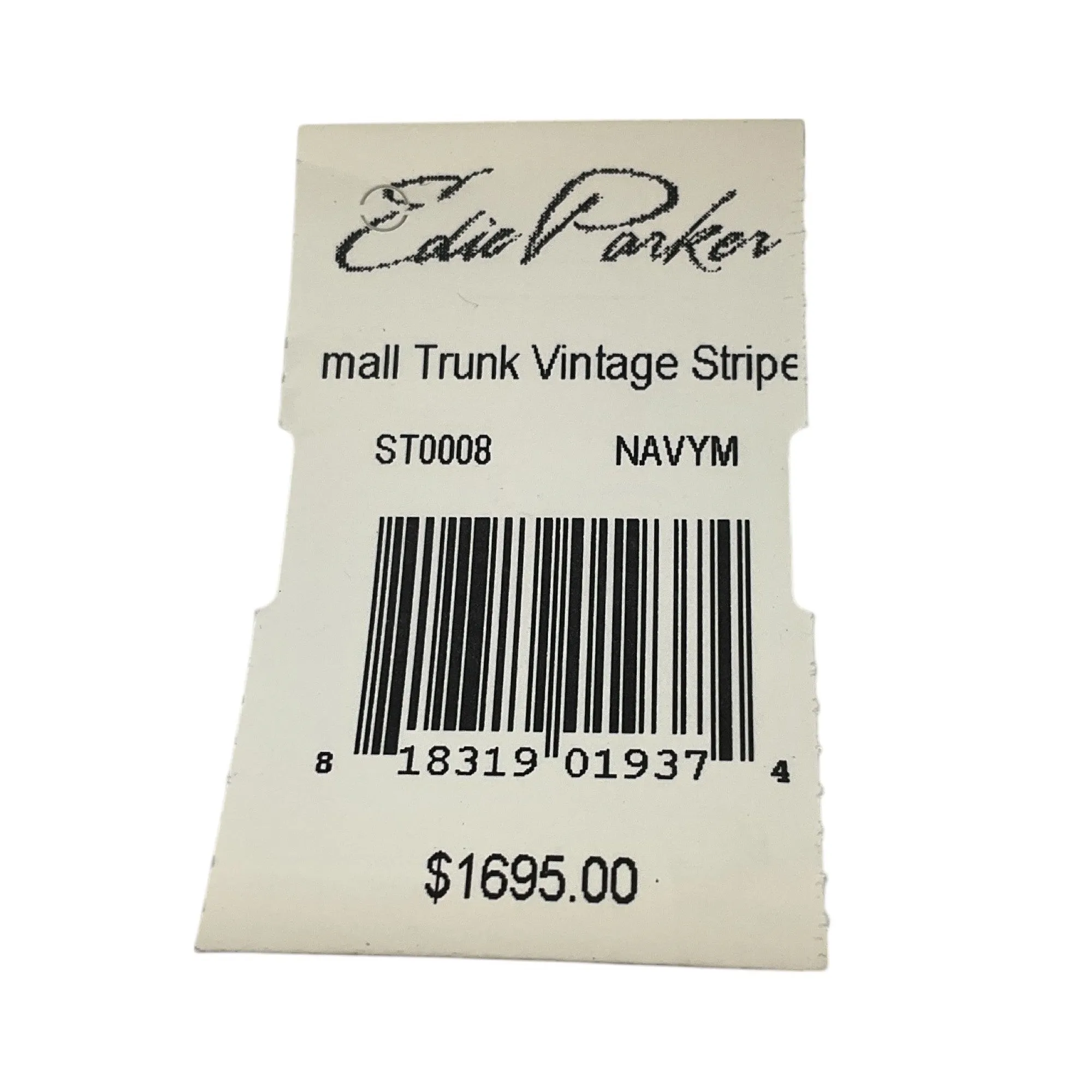 Edie Parker Navy Multi Small Trunk Vintage Stripe Acrylic Clutch