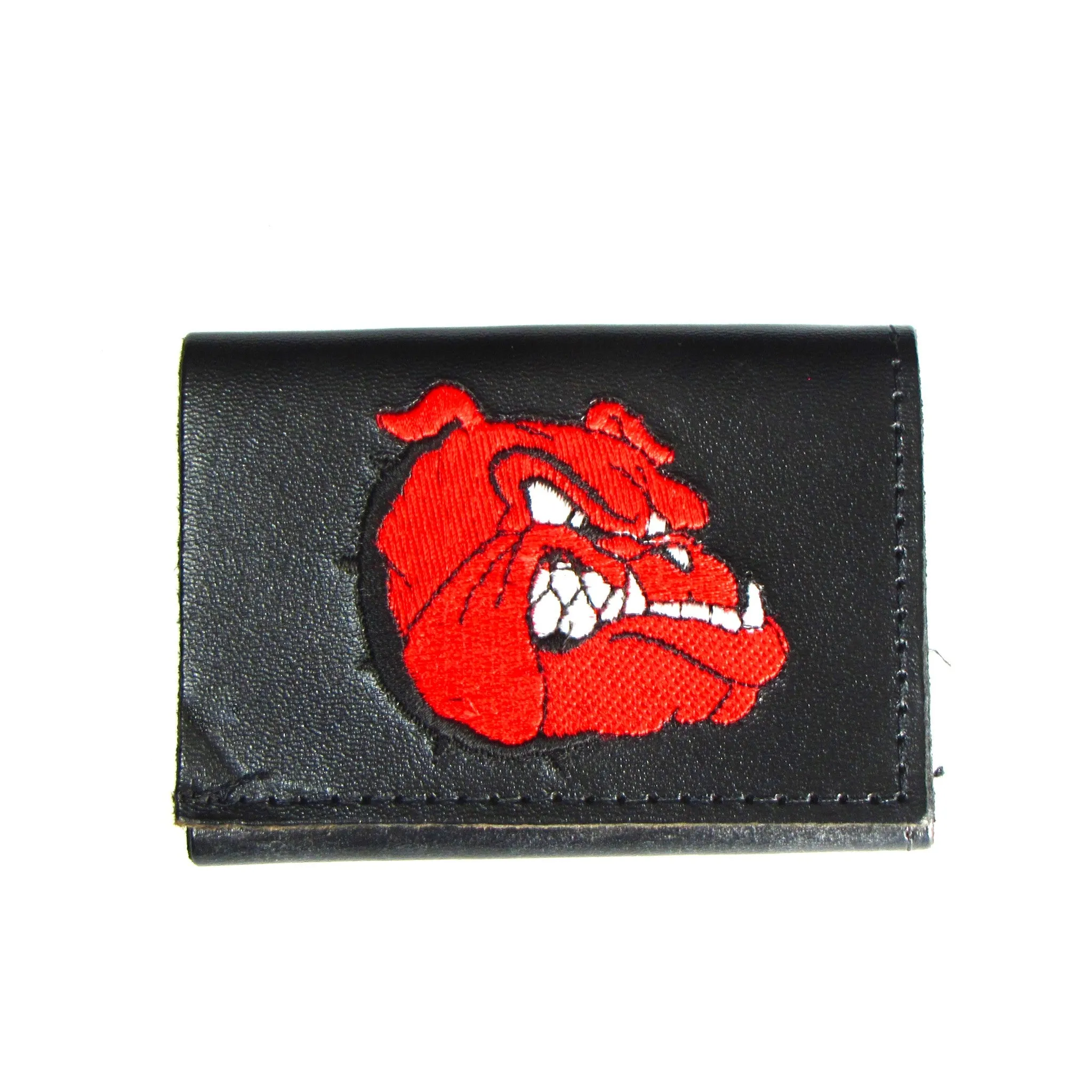 ET301-CC  Embroidered Tri-Fold Wallet- Red Bull Dog