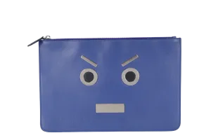 FENDI ROBOT FACE CLUTCH NAVY BLUE NO DUST COVER
