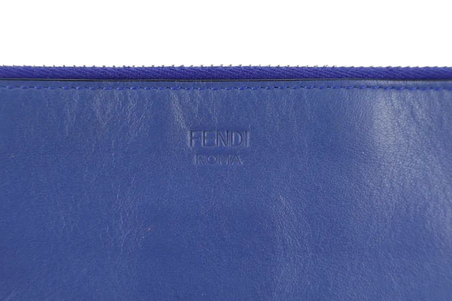 FENDI ROBOT FACE CLUTCH NAVY BLUE NO DUST COVER