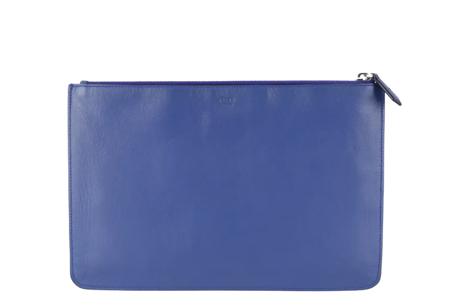 FENDI ROBOT FACE CLUTCH NAVY BLUE NO DUST COVER
