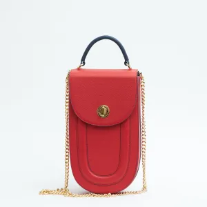 fitini II elongated structured saddle bag - shady red with gold