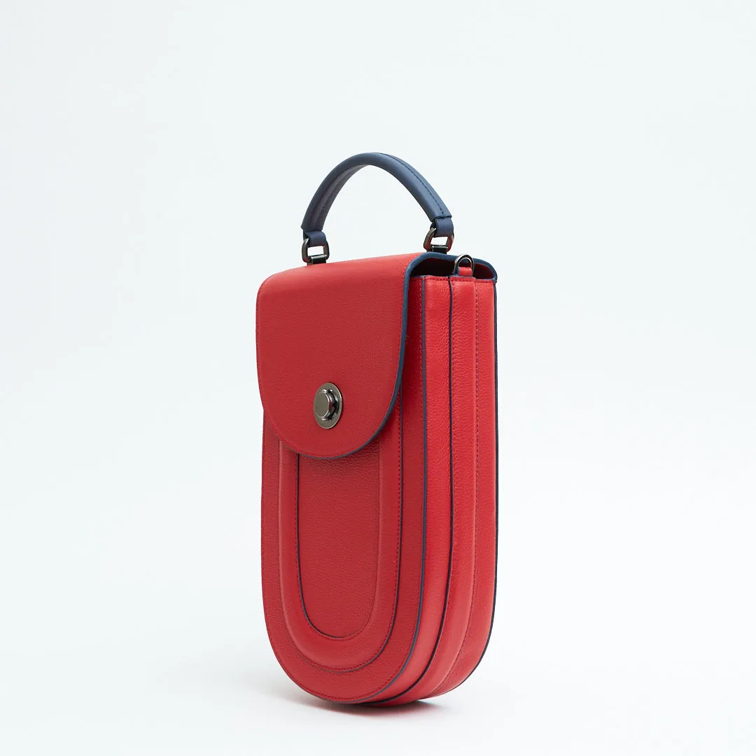 fitini II elongated structured saddle bag - shady red with gunmetal