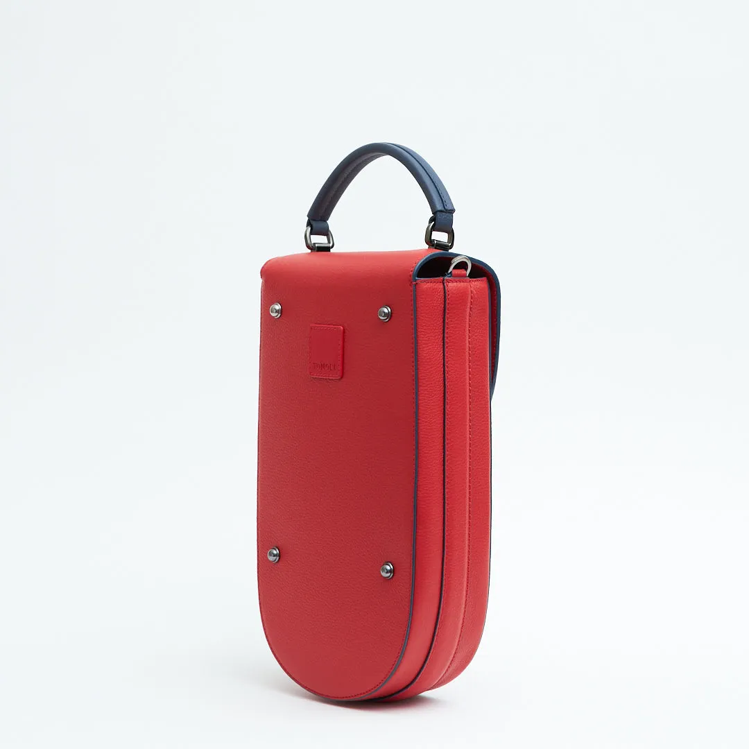 fitini II elongated structured saddle bag - shady red with gunmetal