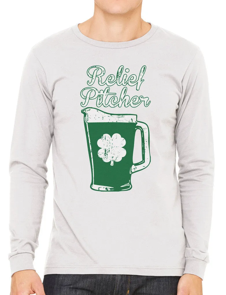 Green Beer Clover Relief Pitcher Men's Long Sleeve T-shirt