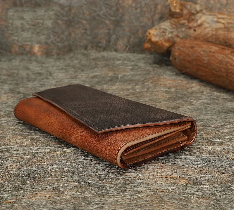 Green Womens Geometry Leather Trifold Long Wallet Vintage Clutch Wallet for Ladies