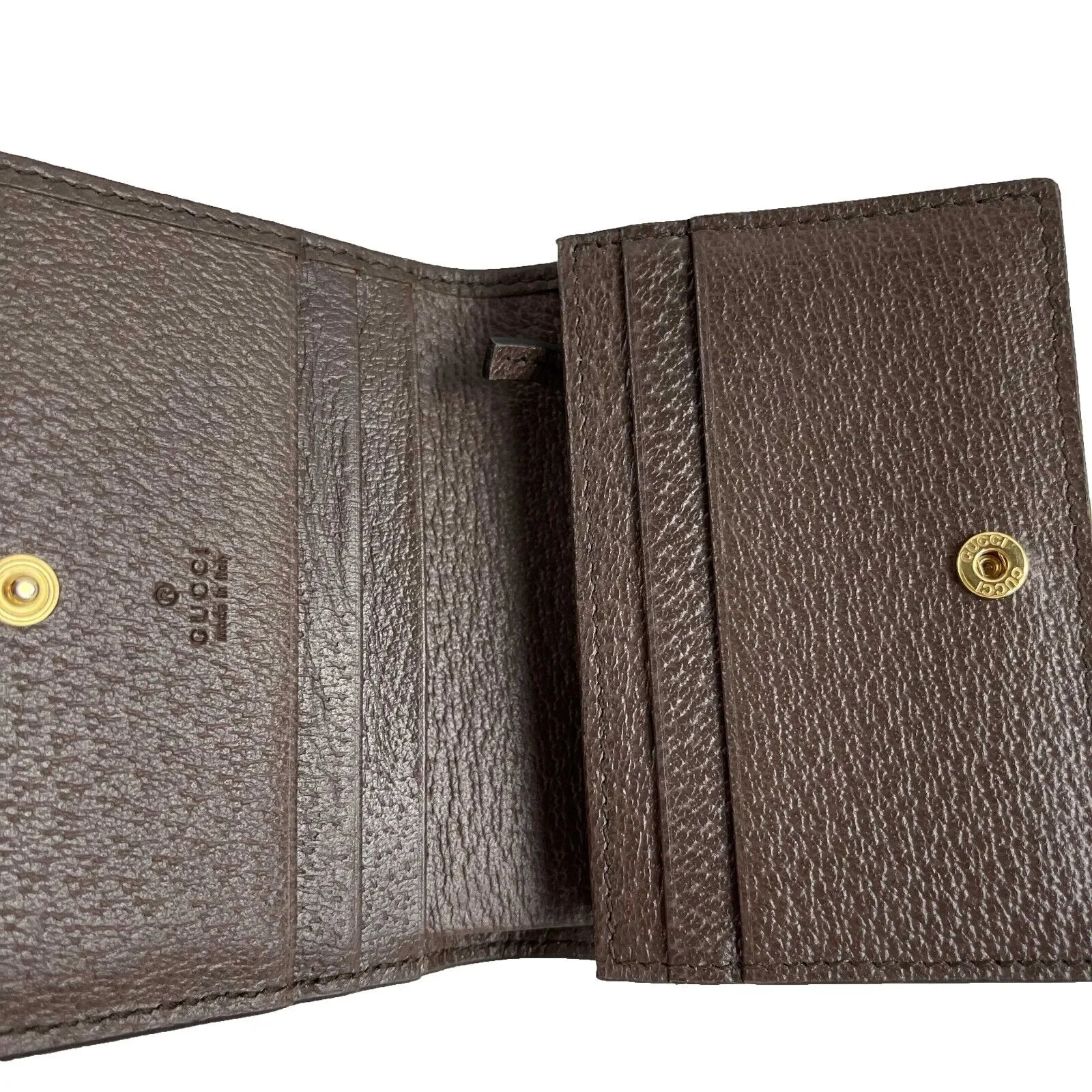 Gucci Excellent Ophidia Flap Card Case GG Supreme Coin Purse Beige Ebony