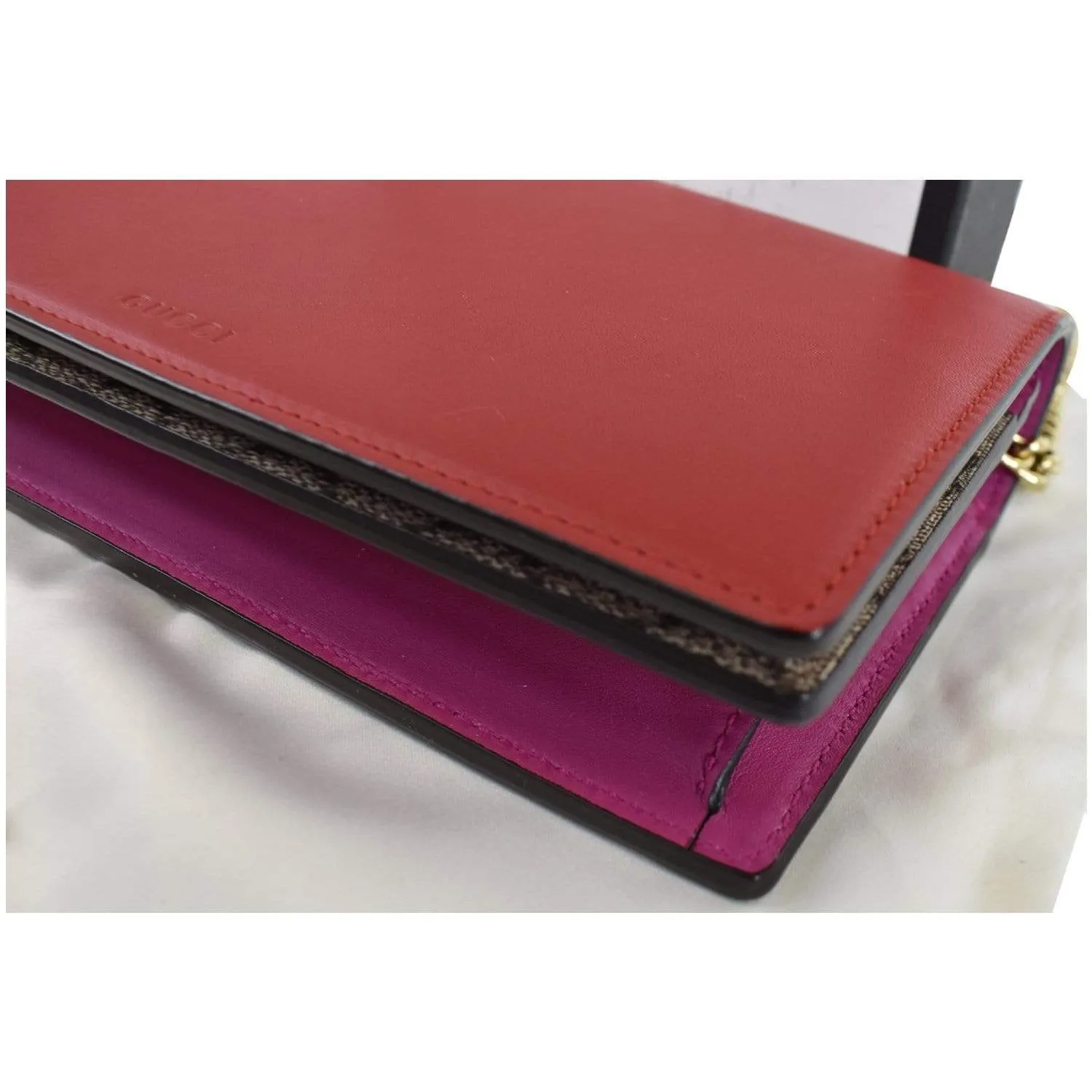 GUCCI GG Supreme Chain Wallet Clutch Bag Red 410114 - 15% OFF