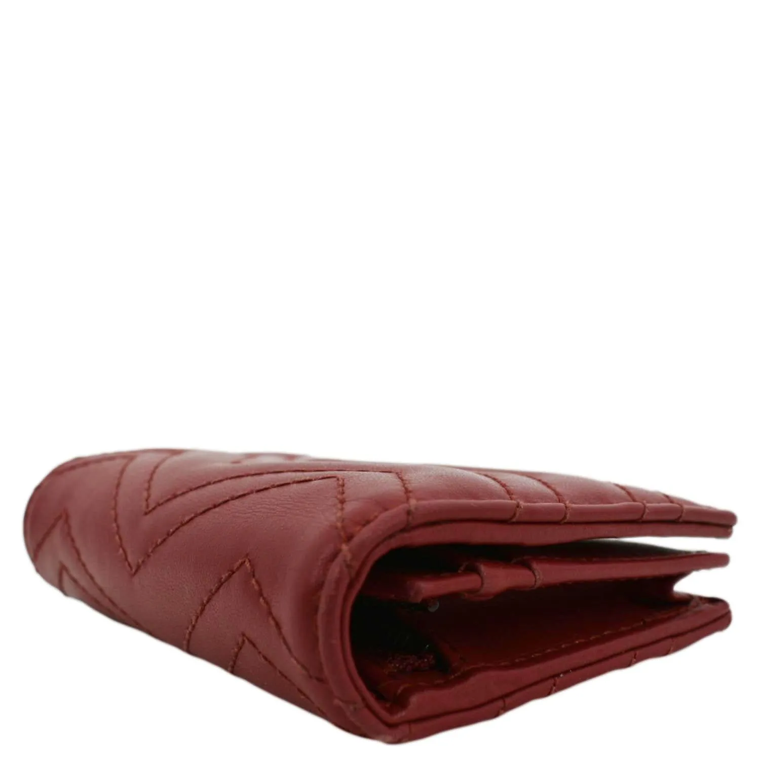 GUCCI Marmont GG Matelasse Leather Card Case Wallet Red 466492